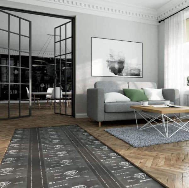 underfloor heating diamond sheets with porcelain tiles